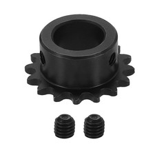25 Chain Roller Sprocket 16mm Bore, 16 Tooth with Set Screws, Black