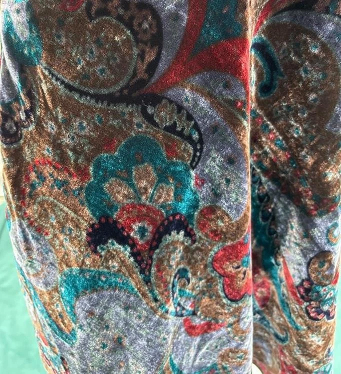 New Coldwater Creek Multi Color Mixed Print Velvet Skirt Women's size L (14-16) - Image 3 of 4