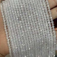 2/3mm Genuine Micro Round Faceted Natural White Zircon Beads for Jewelry Making