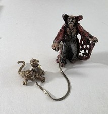 Fantasy Pewter Miniature Demon Figure with Lizard Dragon on Chain 3"