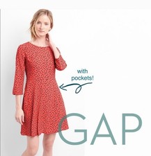 Gap Fit and Flare Coral Polka Dot Dress