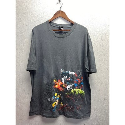 Vintage Marvel Comics Shirt Superhero Mad Engine Hulk Wolverine Spiderman Y2K XL