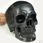Lifesized 6.8" Shungite Hand Carved Crystal Skull, Super Realistic, Healing