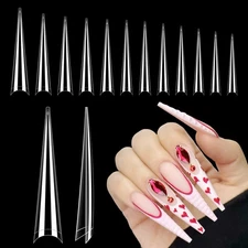 Lionvison 4XL Stiletto Nail Tips for Acrylic Nails Professional, 300Pcs Clear...