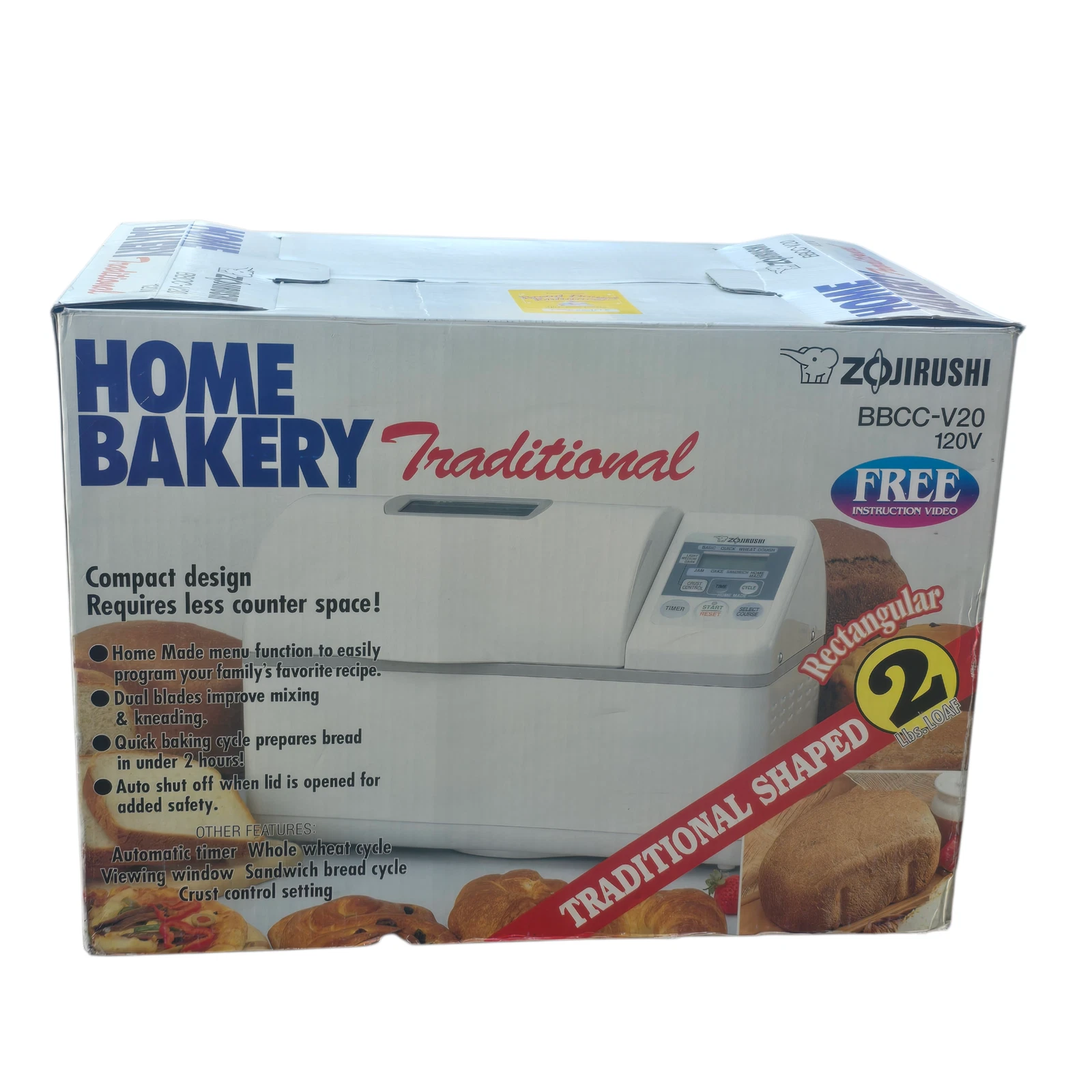 Zojirushi Home Bakery Traditional BBCC-V20 Bread Machine 2lb 120V White Japan