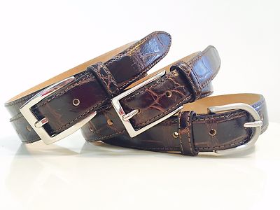 GENUINE ALLIGATOR SKIN BELT Glazed Brown S M L XL 34 36 38 40 NEW 1''widtH