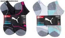 10 Pairs PUMA Low Cut Women's Socks No Show Athletic Cushioned White or Black