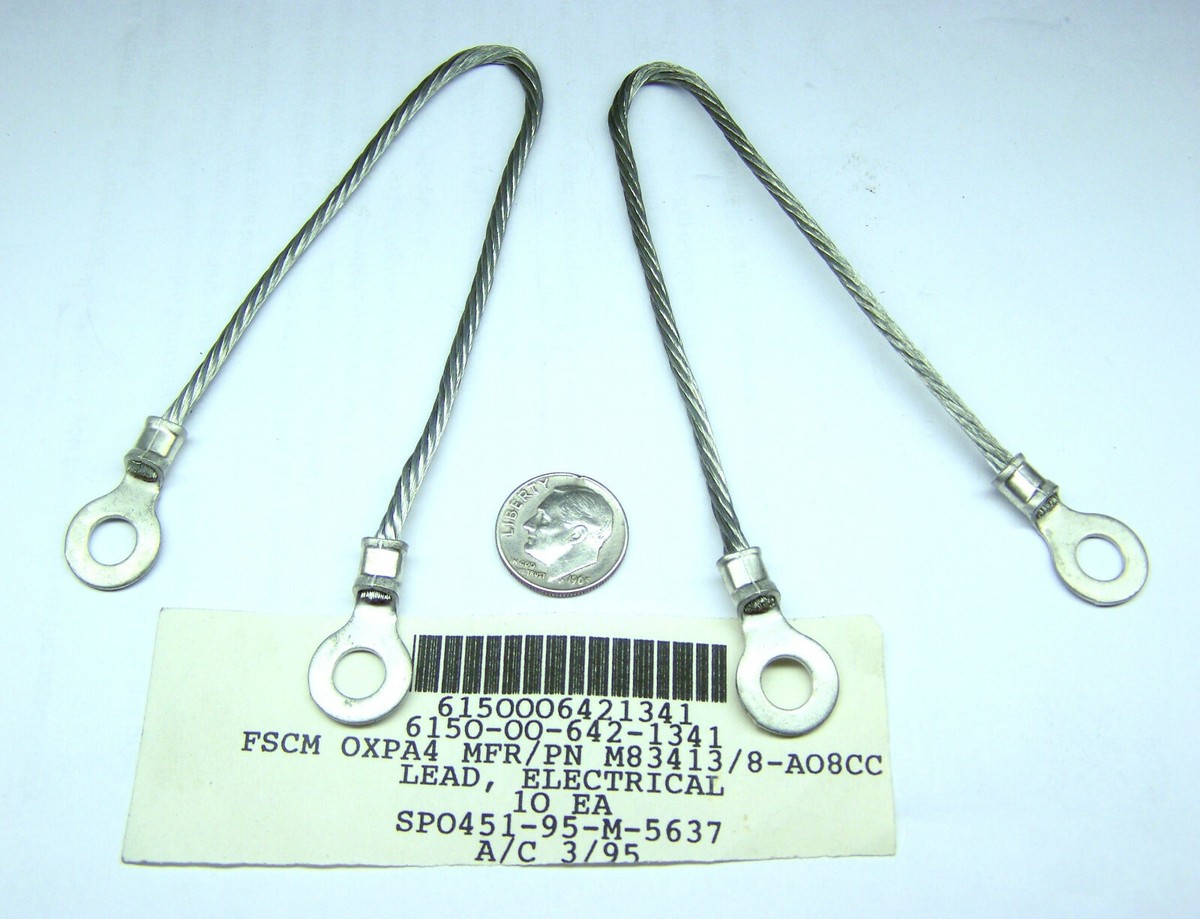 2 AF TECH M83413/8-A08CC NOS JUMPER GROUND LEAD ASSY 8
