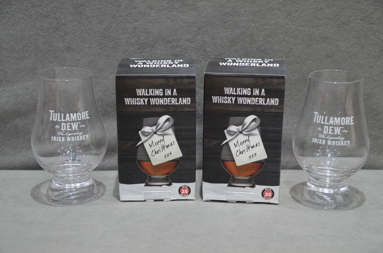 2x Tullamore Dew Irish Whisky Nosing Tasting Glencairn Glass Christmas Gift Box-image