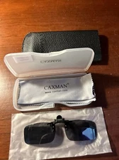 Caxman DJ7301 S Clip-on Sunglasses With Case & Cleaning Cloth, Black Tint