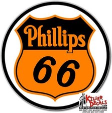 (PHIL2) 6" ROUND PHILLIPS 66 SHIELD GASOLINE DECALS GAS AND OIL STICKER