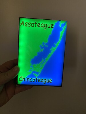 Raised Relief Topo 3D Map Assateague and Chincoteague pony swim beach area