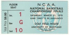 1970 NCAA BASKETBALL Championship Finals 4 game ticket stub UCLA vs JACKSONVILLE