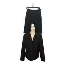 D. J. Summers Women 2-Piece Blazer Sz 8 Skirt Lined Pencil Pleated Lined Black