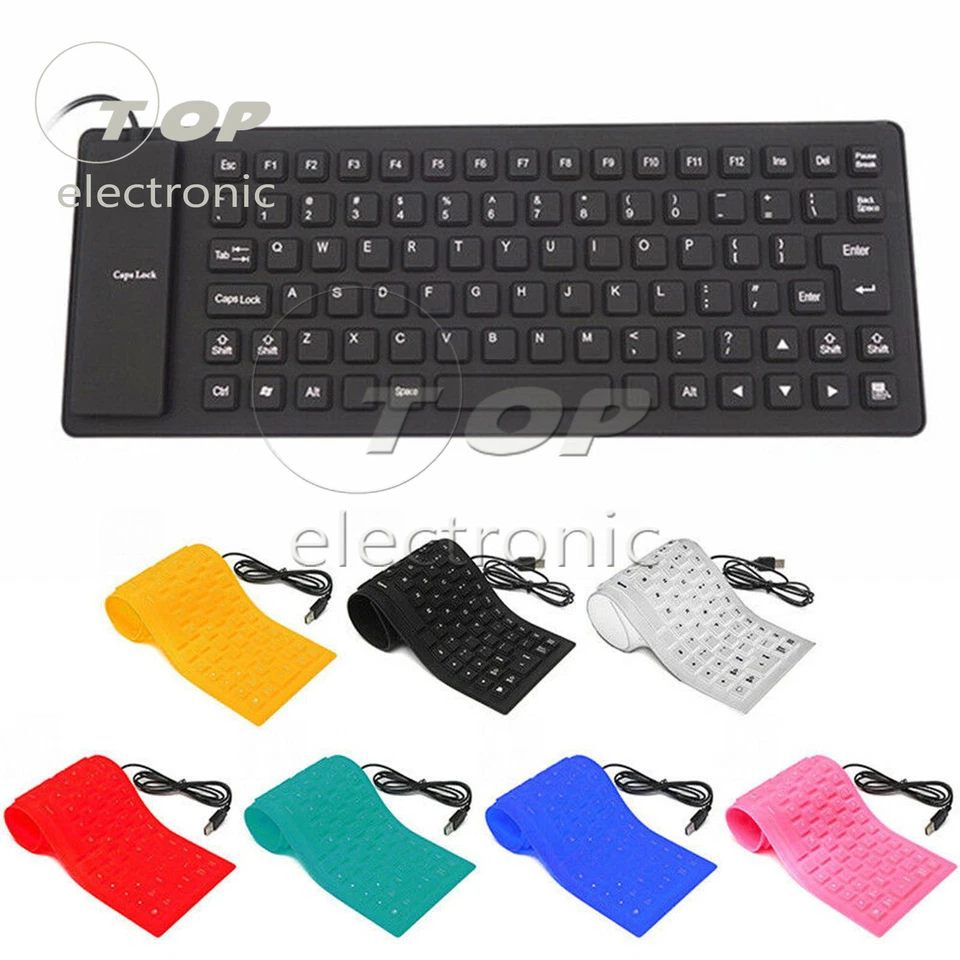 Portable 85Key Keyboard Silicone Waterproof Soft Flexible Foldable for Laptop PC - Image 3 of 4