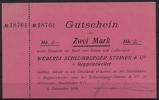 [18486] - NOTGELD ROPPENZWEILER (dziś: Roppentbliller), tkactwo Schlumberger-St