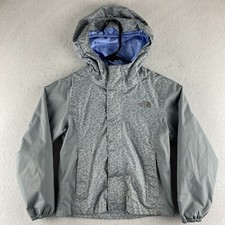 The North Face Rain Jacket Girls 5 XXS Gray Dry Vent Full Zip Windbreaker Hooded