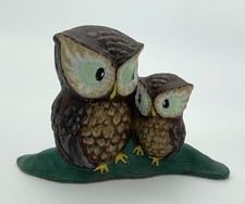 Vintage 70s Pair of Owls Ceramic Hobbyist Painted Studio 6"