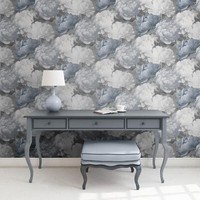 Muriva Doretta Florales Vinyl Tapeten 213302 Blau Texturiert