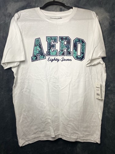 New, Aeropostale, White Short Sleeve Floral Logo T Shirt, Large For Men. - 第 1/4 張圖片