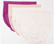 Breezies Silky Knit Hi-Cut Panties Set of 4 Boho Blooms Medium A382453