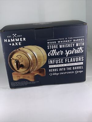 Hammer & Axe Wood Whiskey Barrel Keg Dispenser w/Tap Copper New in Box