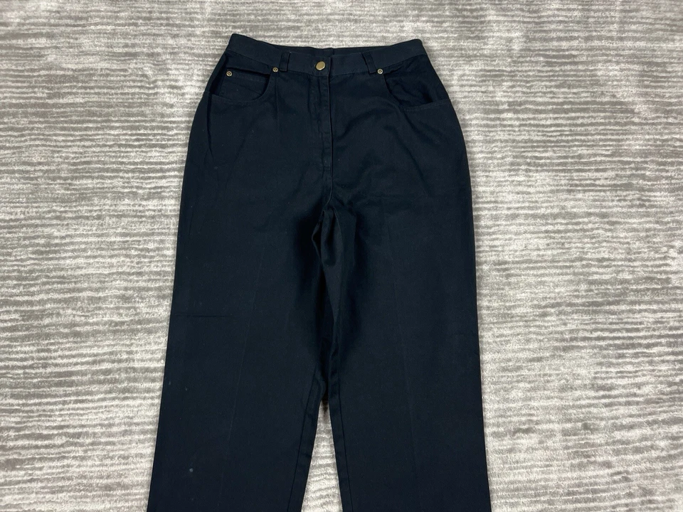 Casual Corner Pants Womens 6 Black Embroidered Hem 100% Cotton - Image 2 of 4