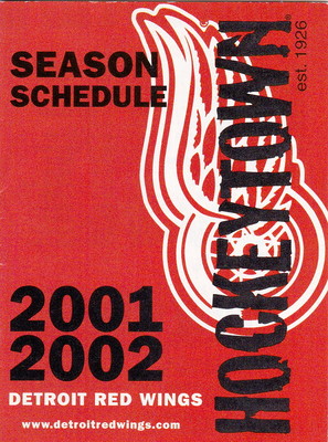 2001-02 DETROIT RED WINGS HOCKEY POCKET SCHEDULE | eBay