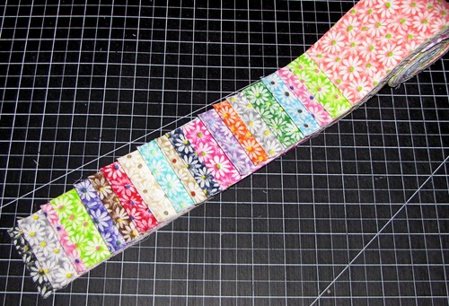 JELLY ROLL Precut Fabric Multi Color Daisy Floral Flower Cotton 17 Strips 2.5"