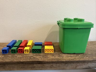 LEGO DUPLO Plastic Storage Box Tub Bucket with Handle Green