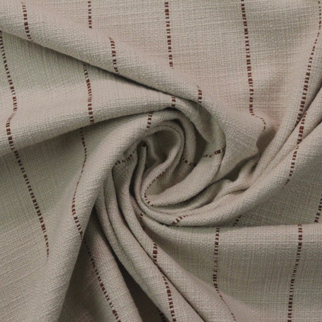 HEAVY WOVEN PUTTY STRIPE BROWN MULTIPURPOSE UPHOLSTERY FABRIC BY YARD