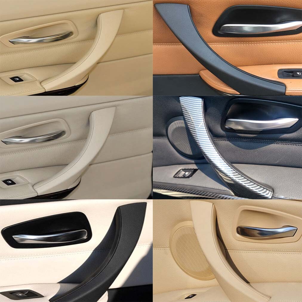 2PCS Right Interior Door Pull Handle with Cover For BMW 3 Series 04-12 Gray