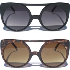 OVERSIZE Cat Eye Style With Crossbar Round Sunglasses Translucent Retro Sexy