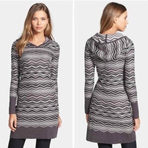 Prana meryl chevron hooded knit sweater 