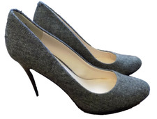 Nine West 4" Heels Pumps WISE UP 2 sz 8 Gray Tweed Slip-On Classy Dress EUC 