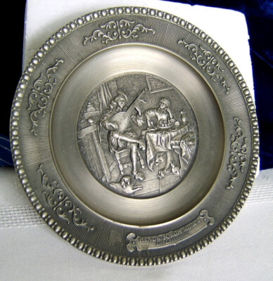 German Pewter Coaster Celebrating Hendi Sorgh 1911-1679 Wall Hanging Plate SINN