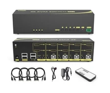 4 Port Dual Monitor HDMI+DisplayPort KVM Switch 4X2 4K@60Hz Mixed Display USB DP
