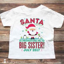 Christmas Big Sister Pregnancy Announcement Shirt Baby Reveal to Family