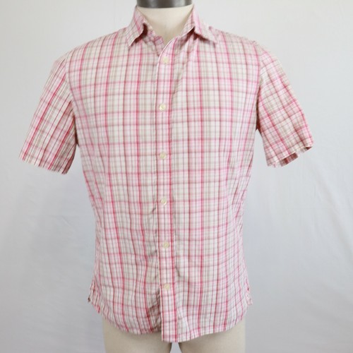 Pink Plaid Short Sleeve Button 