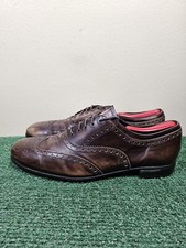 Prada 2EA038 Vintage Dark Brown Leather Wingtip Brogues Oxfords Shoes Mens 9