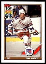 1991-92 Topps #26 Tony Amonte New York Rangers Rookie Hockey Card. rookie card picture