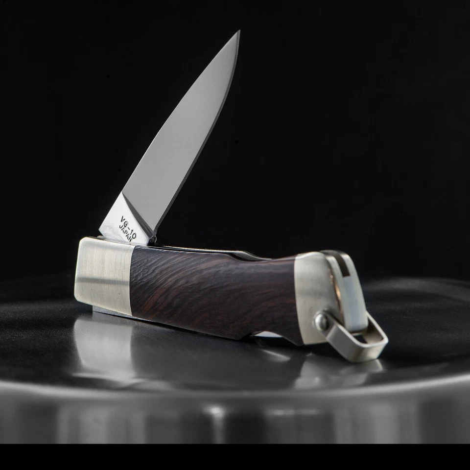 Moki VIP INS Folding Knife 1.75 Mirror Finish VG-10 Steel Blade Ironwood Handle - Image 2 of 4