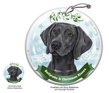 Weimaraner Bellyrubs and Christmas Kisses Holiday Ornament