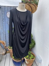 VERA MODA SIZE XS BLACK DRESS STRETCH COWL NECK SLEEVES GATHERED BODYCON UNIQUE 