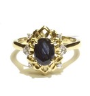 10k yellow gold .10ct SI2 H diamond Natural Sapphire Halo ring 3.8g size 7 — photo 1