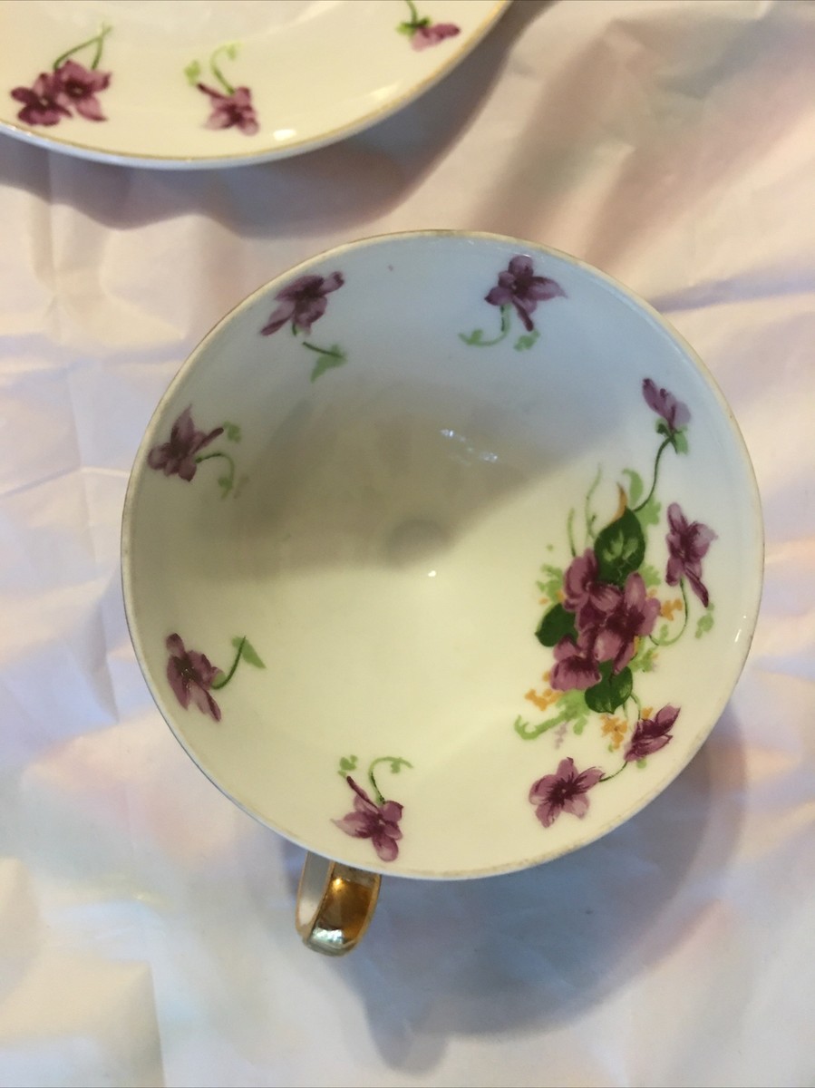 teacup & Saucer purple flowers Sasha occupied Japan a589 | eBay