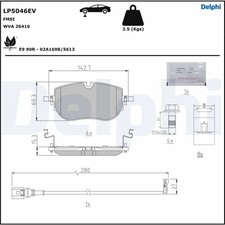 LP5046EV DELPHI Bremsbelagsatz, Scheibenbremse Vorne für AUDI CUPRA SKODA VW 1EA
