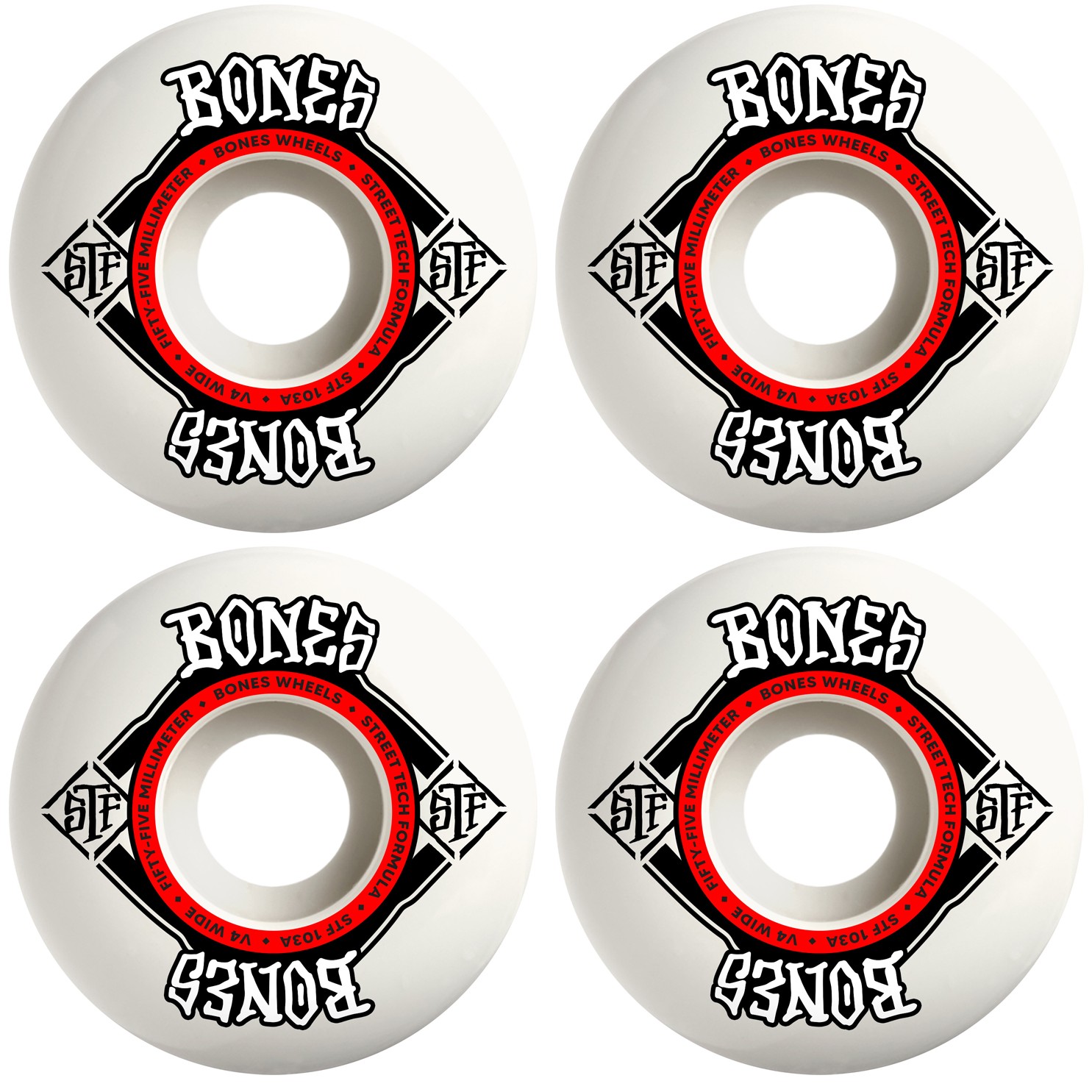 Wheels 55mm Stf V4 Wide 103a White