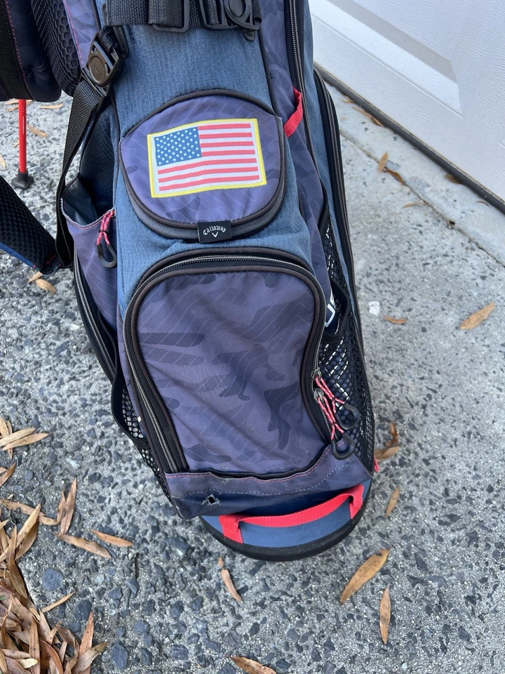 Bolso de pie CALLAWAY Fusion 14 14 vías superior rojo, blanco y azul bandera americana EE. UU. Foto 3 de 4
