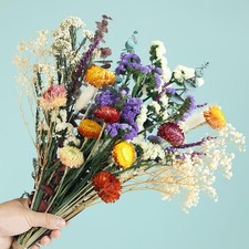 Natural Dried Flower Bouquet, 17" DIY Floral Arrangements with Eucalyptus Str...